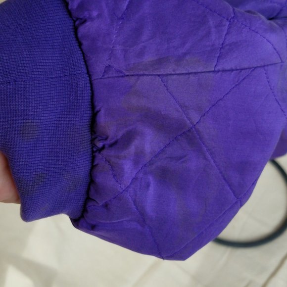 Vintage Silk Bomber Jacket- Purple Sz L - Picture 5 of 7
